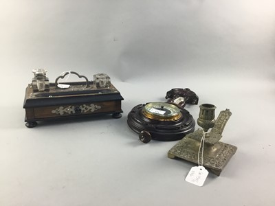 Lot 194 - A LATE VICTORIAN DESK INKSTAND AND OTHERS