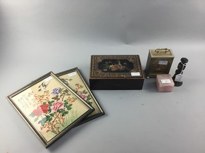 Lot 195 - A VICTORIAN WORK BOX AND OTHERS