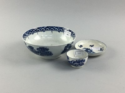 Lot 188 - A FIRST PERIOD WORCESTER BLUE AND WHITE SLOP BOWL AND OTHERS