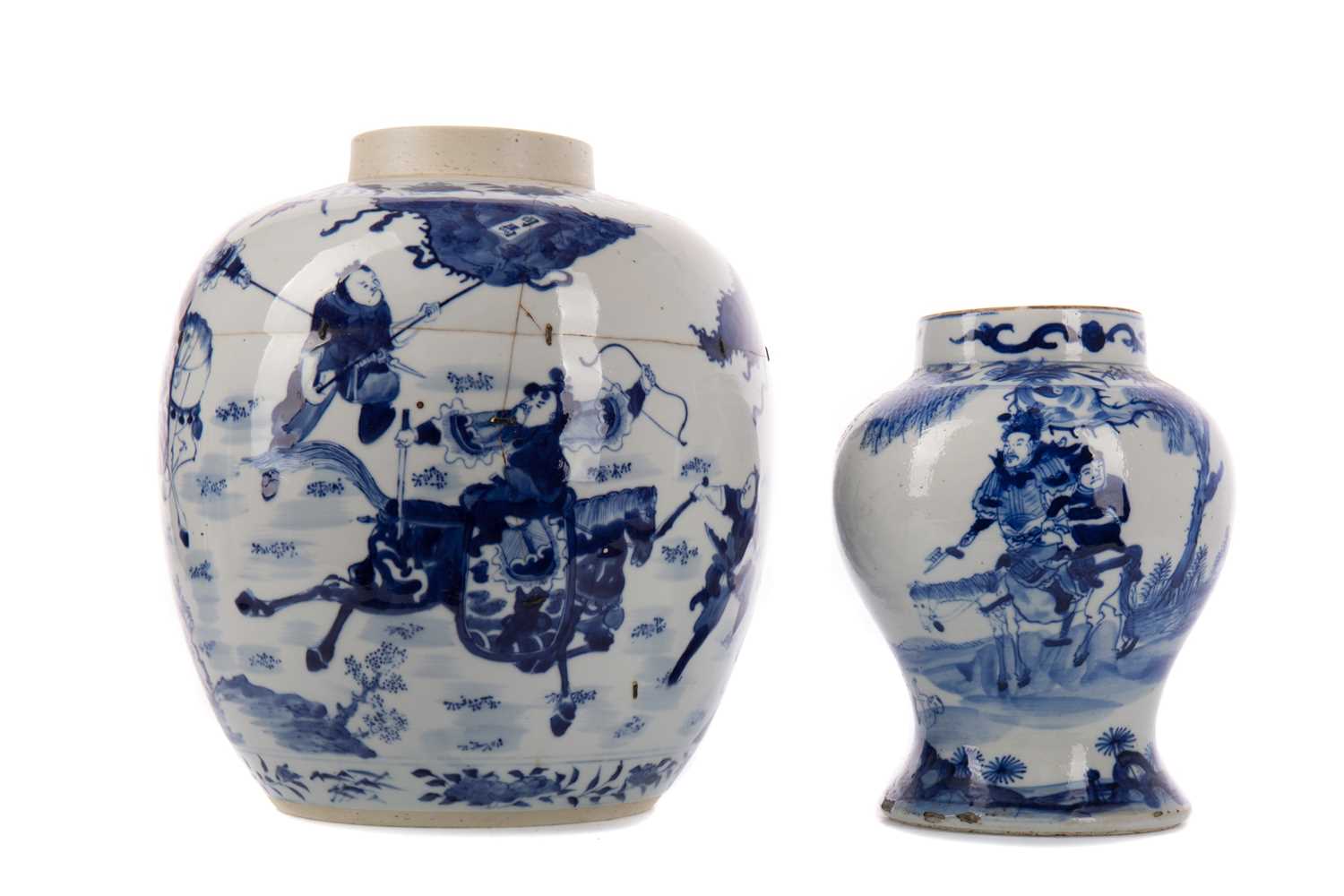 Lot 1859 - AN EARLY 19TH CENTURY CHINESE BLUE AND WHITE BALUSTER VASE AND ANOTHER