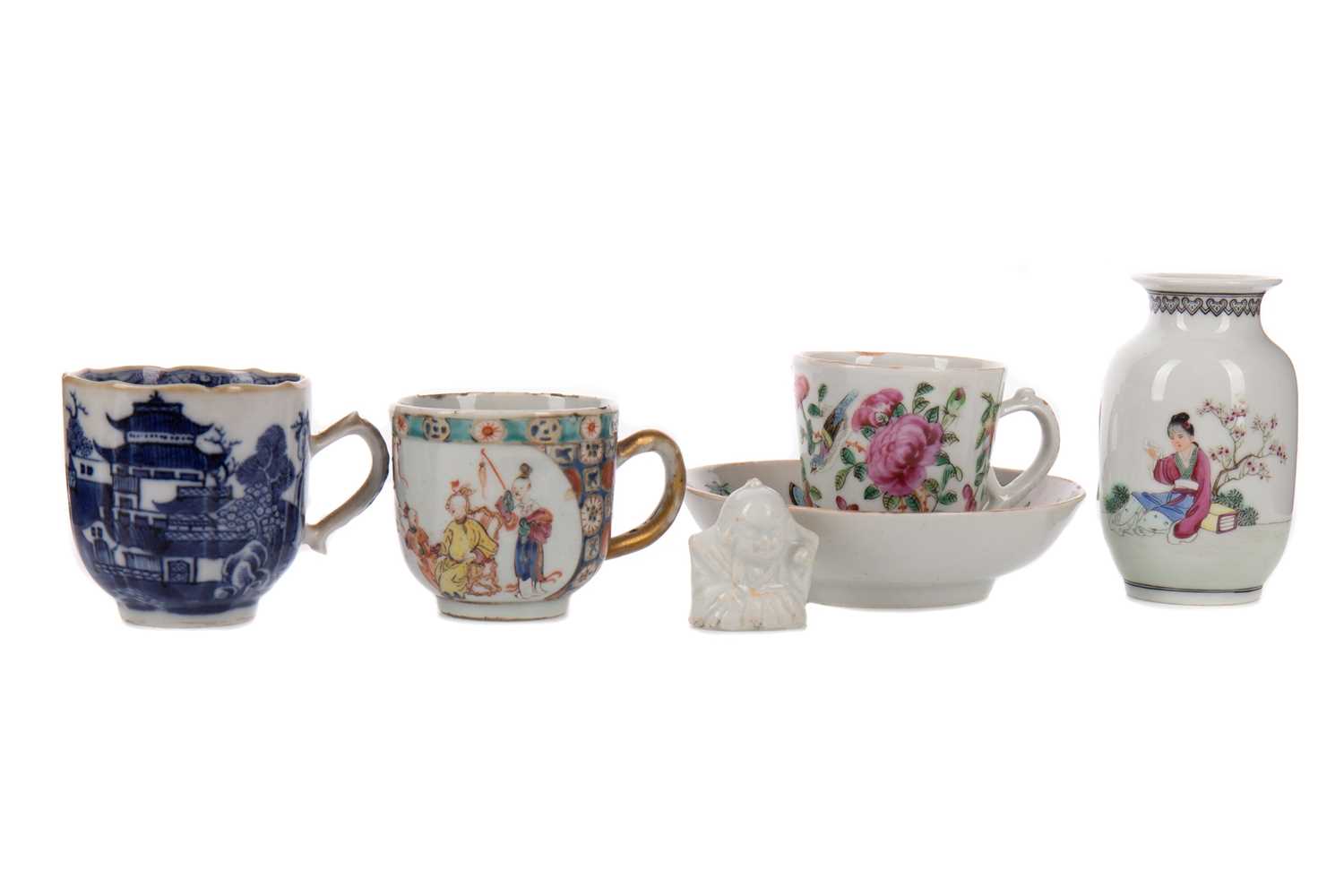 Lot 1853 - A LATE 19TH CENTURY CANTONESE COFFEE CUP AND SAUCER AND OTHERS
