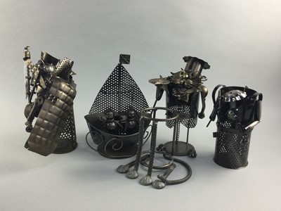 Lot 91 - A GROUP OF ART METAL BOTTLE STANDS