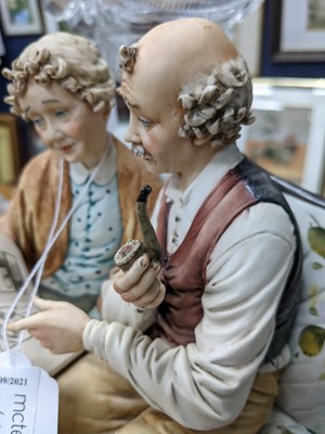 Lot 101 - A CAPODIMONTE FIGURE GROUP ALONG WITH ANOTHER