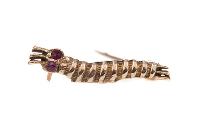 Lot 1348 - A RARE WWII 'CATERPILLAR CLUB' GOLD AND RUBY BROOCH