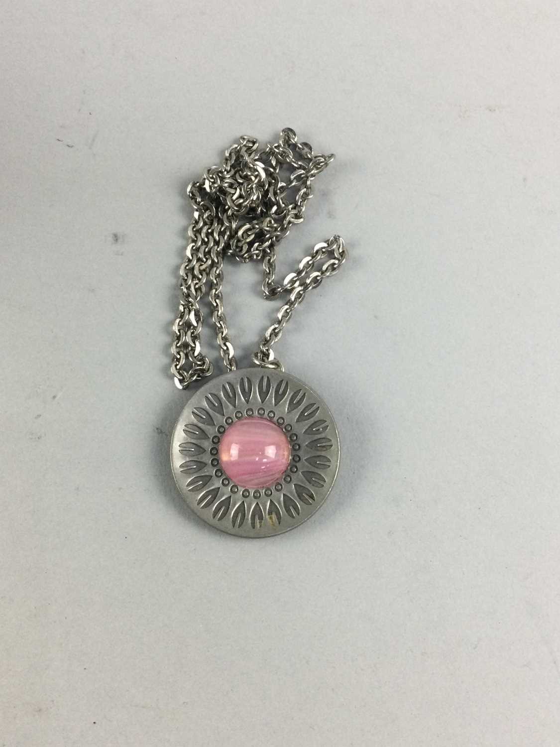 Lot 117 - A JORGEN JENSEN PEWTER PENDANT ON CHAIN