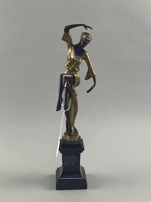 Lot 144 - AN ART DECO STYLE BRONZED FIGURE OF A LADY
