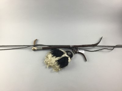 Lot 162 - A CARRIAGE WHIP, RIDING CROP AND A SPORRAN