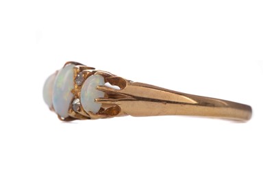 Lot 1424 - AN OPAL AND DIAMOND RING