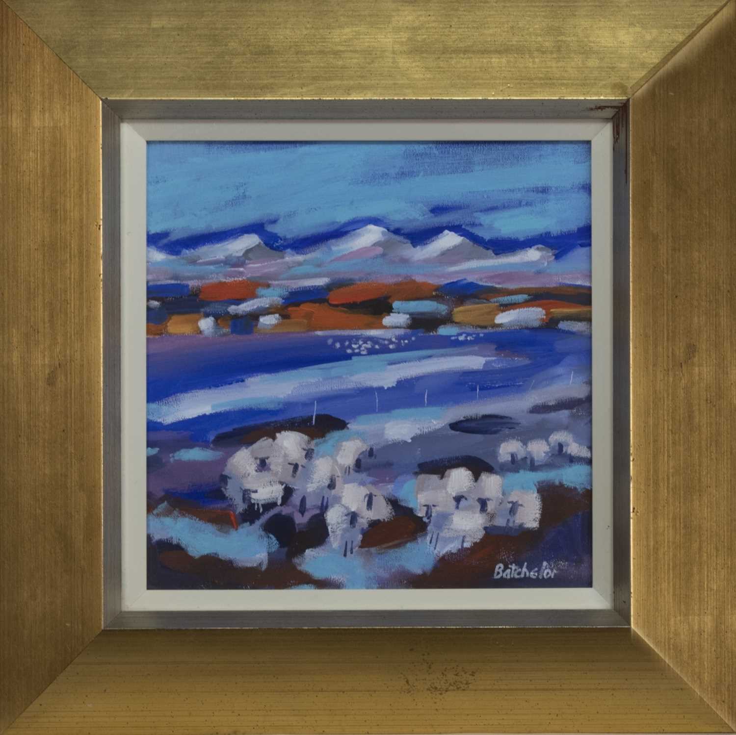 Lot 523 - LATE SNOWS, PERTHSHIRE II, AN ACRYLIC BY MARY BATCHELOR
