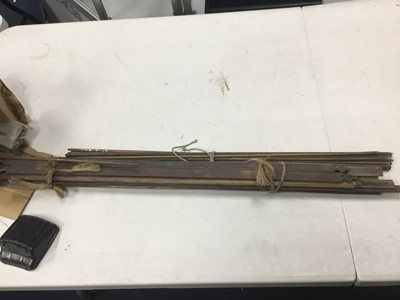 Lot 226 - A PAIR OF 20TH CENTURY BRASS FIRE DOGS, BED WARMING PANS AND STAIR RODS