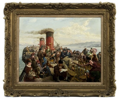 Lot 47 - THE DECK OF THE STEAMER IONA, AN OIL BY ROBERT B GRAHAM