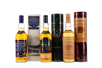 Lot 32 - GLENMORANGIE 10 YEARS OLD, ROYAL LOCHNAGAR AGED 12 YEARS AND GLEN ORD 12 YEARS OLD
