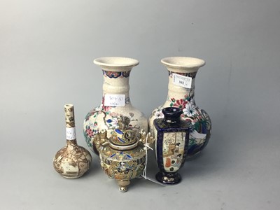Lot 302 - A PAIR OF JAPANESE VASES AND THREE OTHERS