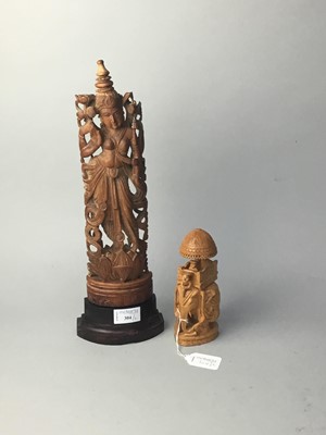 Lot 304 - TWO INDIAN CARVED WOODEN FIGURES