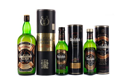 Lot 45 - 1.125 LITRES OF GLENFIDDICH PURE MALT, AND HALF BOTTLES OF GLENFIDDICH SPECIAL OLD RESERVE AND SPECIAL RESERVE 12 YEARS OLD