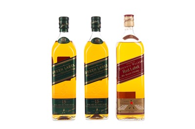 Lot 49 - TWO BOTTLES OF JOHNNIE WALKER GREEN LABEL AGED 15 YEARS, AND RED LABEL