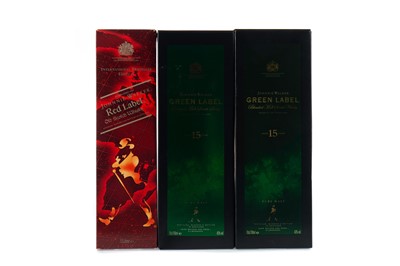 Lot 49 - TWO BOTTLES OF JOHNNIE WALKER GREEN LABEL AGED 15 YEARS, AND RED LABEL