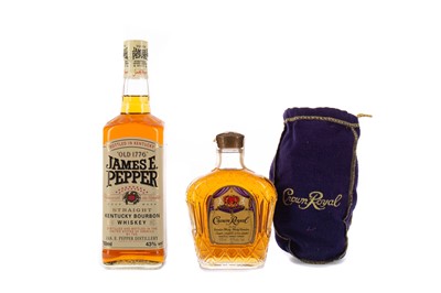 Lot 53 - JAMES E PEPPER AND A HALF BOTTLE OF CROWN ROYAL