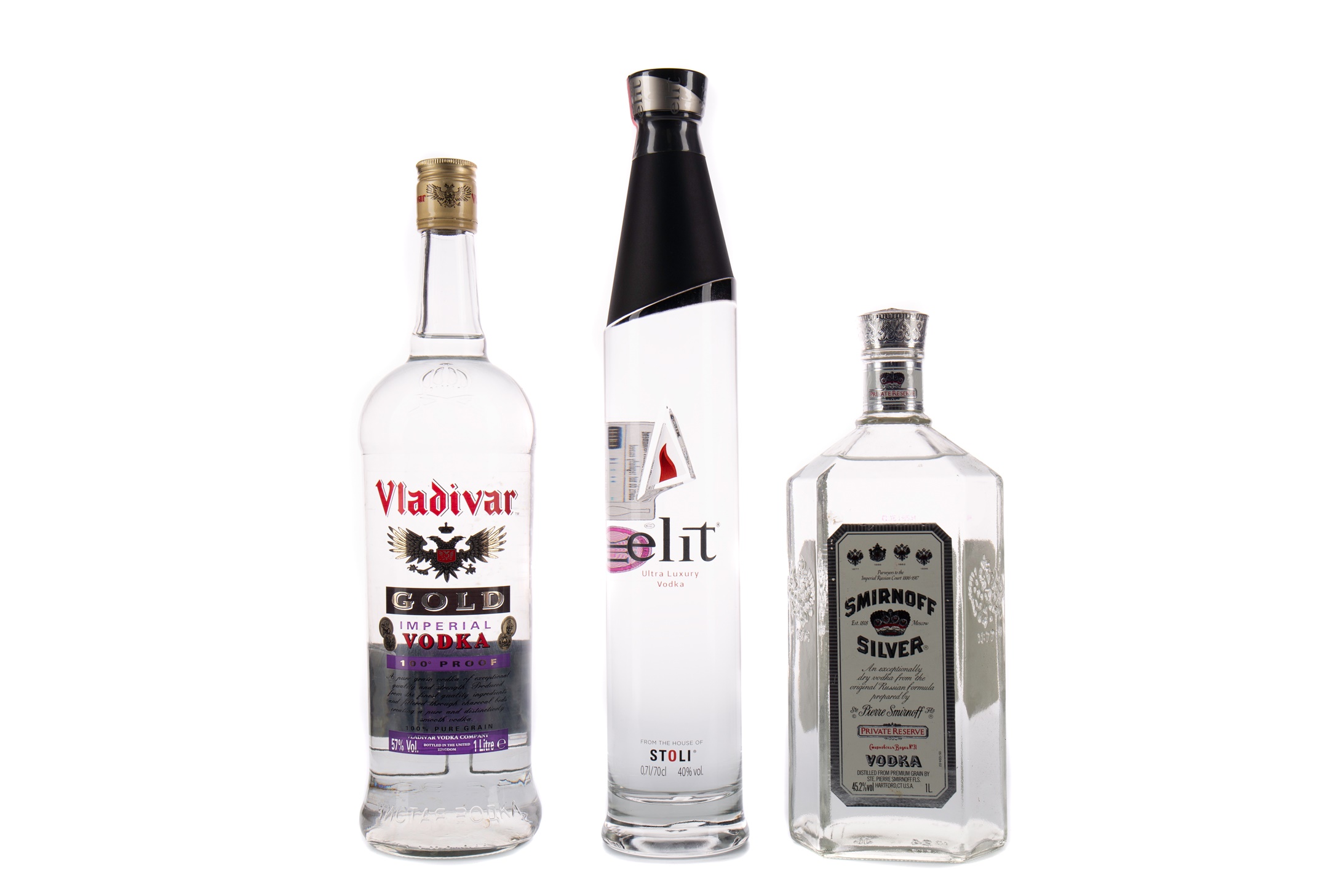 Lot 54 STOLICHNAYA ELIT, SMIRNOFF SILVER AND