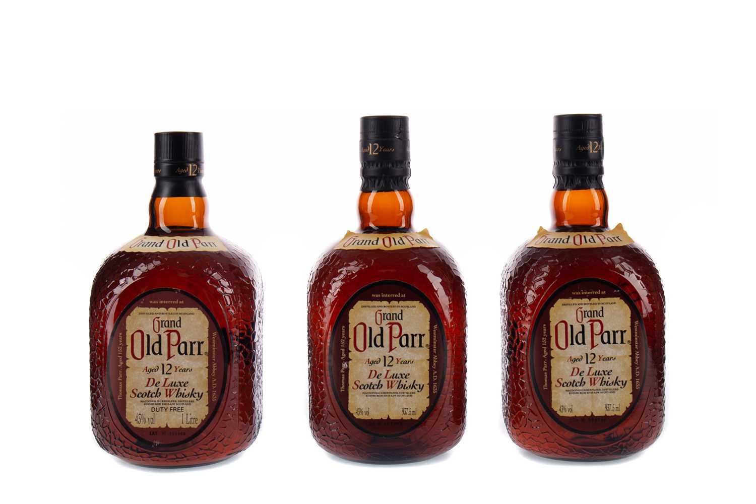 Lot 55 - THREE BOTTLES OF GRAND OLD PARR AGED 12 YEARS