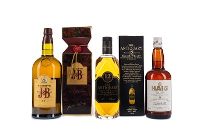 Lot 112 - J&B RESERVE AGED 15 YEARS, THE ANTIQUARY 12 YEARS OLD, AND HAIG GOLD LABEL