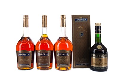Lot 116 - THREE LITRES OF MARTELL VS, AND ONE BOTTLE OF THREE BARRELS VSOP