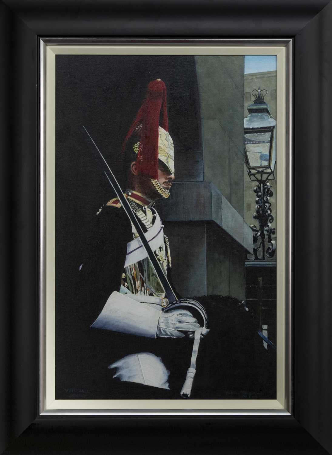 Lot 516 - WHITEHALL SENTRY, AN OIL BY NEIL SIMPSON