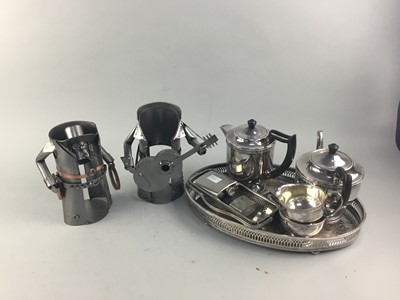 Lot 333 - A LOT OF SILVER PLATED ITEMS INCLUDING A FOUR PIECE TEA SERVICE