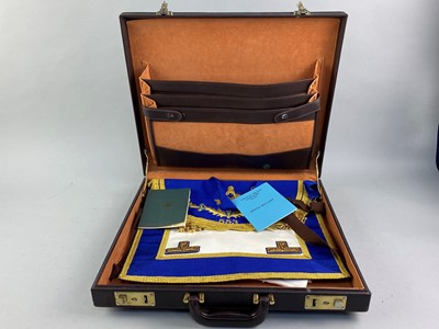 Lot 332 - A MASONIC APRON IN CARRY CASE