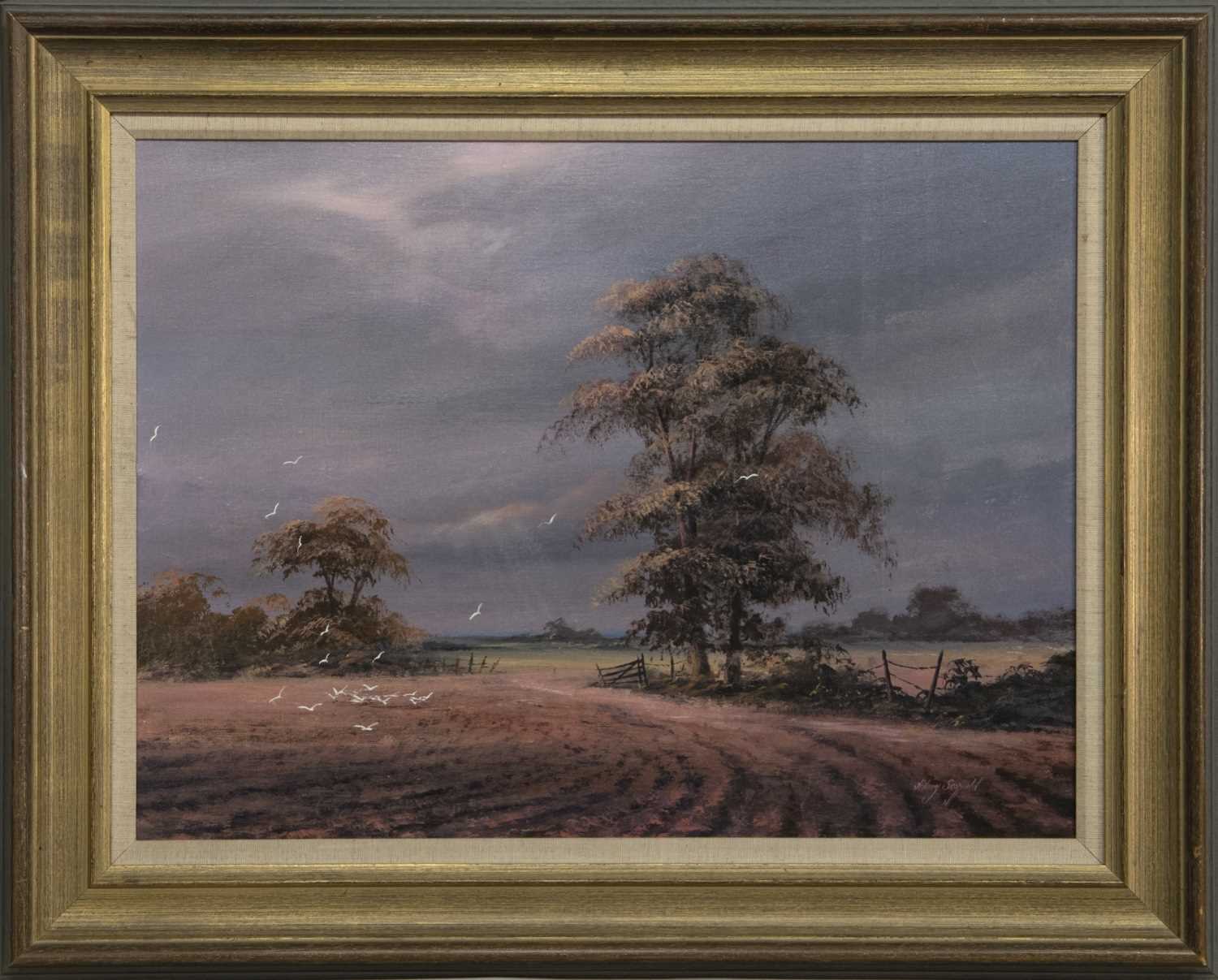 Lot 501 - IMPENDING STORM, AN OIL BY HILARY SCOFFIELD