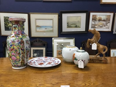 Lot 344 - A 20TH CENTURY CHINESE VASE AND OTHER CHINESE ITEMS