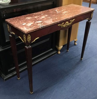 Lot 375 - A REPRODUCTION HALL TABLE WITH MARBLE TOP