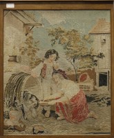 Lot 1107 - LARGE VICTORIAN WOOLWORK depicting a young boy...