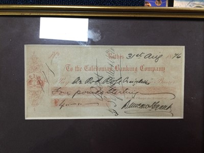 Lot 8 - A COLLECTION OF FRAMED BANKNOTES AND CHEQUES