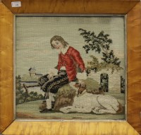Lot 1108 - VICTORIAN BERLIN WOOLWORK depicting a young...
