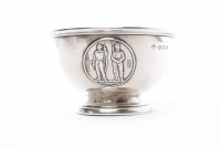 Lot 1119 - GEORGE V SILVER PEDESTAL BOWL with embossed...