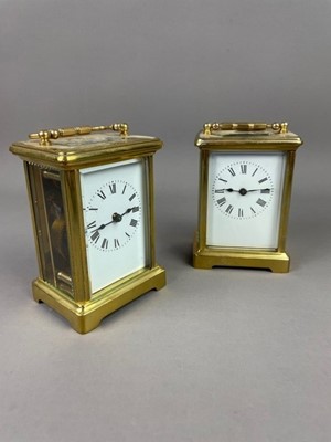 Lot 10 - A LOT OF TWO BRASS CARRIAGE CLOCKS