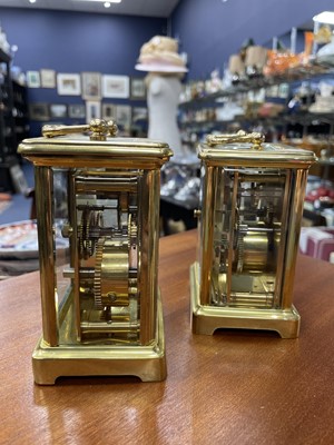 Lot 10 - A LOT OF TWO BRASS CARRIAGE CLOCKS