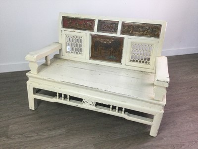 Lot 1863 - A LATE 19TH/EARLY 20TH CENTURY CHINESE WOOD BENCH