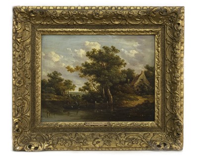Lot 62 - AFTERNOON FISHING, AN OIL ATTRIBUTED TO PATRICK NASMYTH