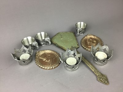 Lot 124 - A SILVER PLATED FOUR PIECE TEA SERVICE ALONG WITH OTHER SILVER PLATED, BRASS AND OTHER ITEMS