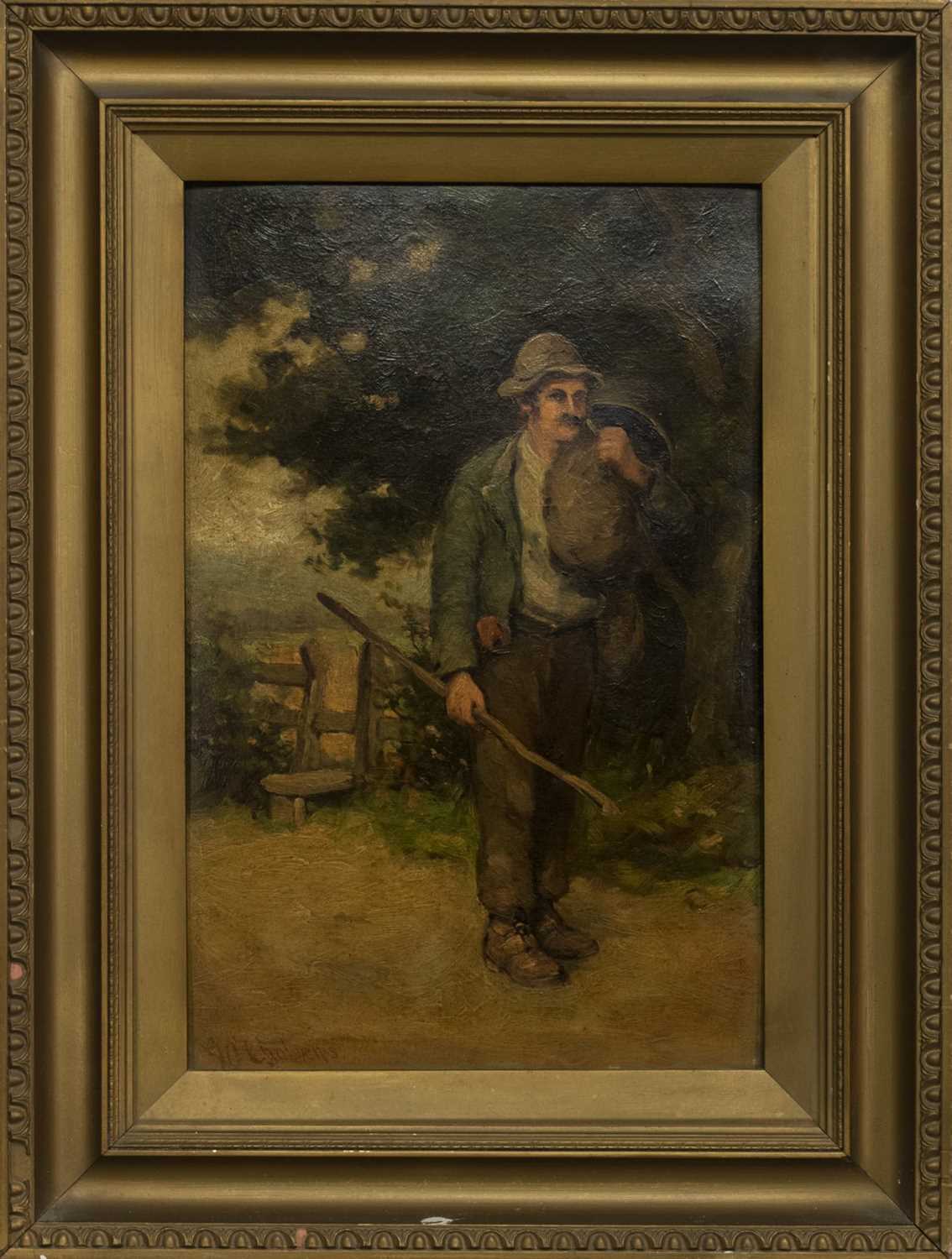Lot 326 - A LONG DAY OF WORK, AN OIL BY GEORGE PAUL CHALMERS