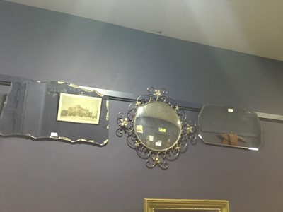 Lot 190 - A RETRO CIRCULAR WALL MIRROR AND TWO OTHERS