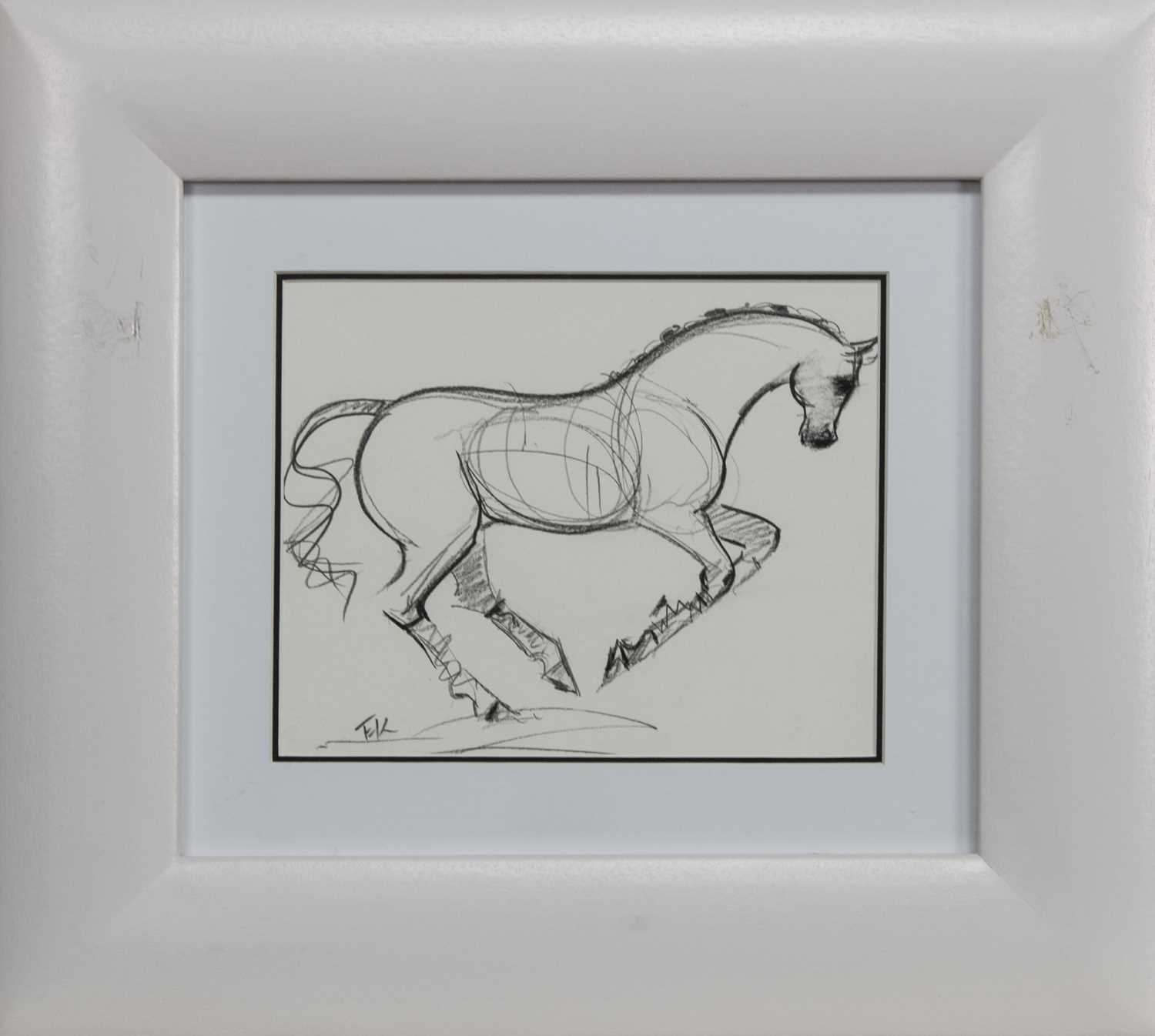 Lot 539 - HORSES AT DRESSAGE, A PAIR OF SKETCHES