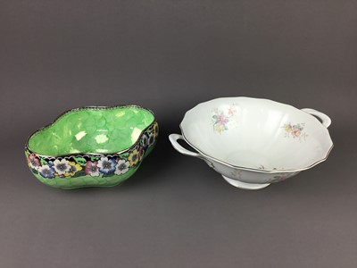 Lot 139 - A MALING LUSTRE OVAL COMPORT AND OTHER DECORATIVE CERAMICS