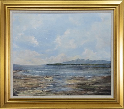 Lot 171 - OLD WHITE BOAT, A LARGE OIL BY ALLAN MACDOUGALL