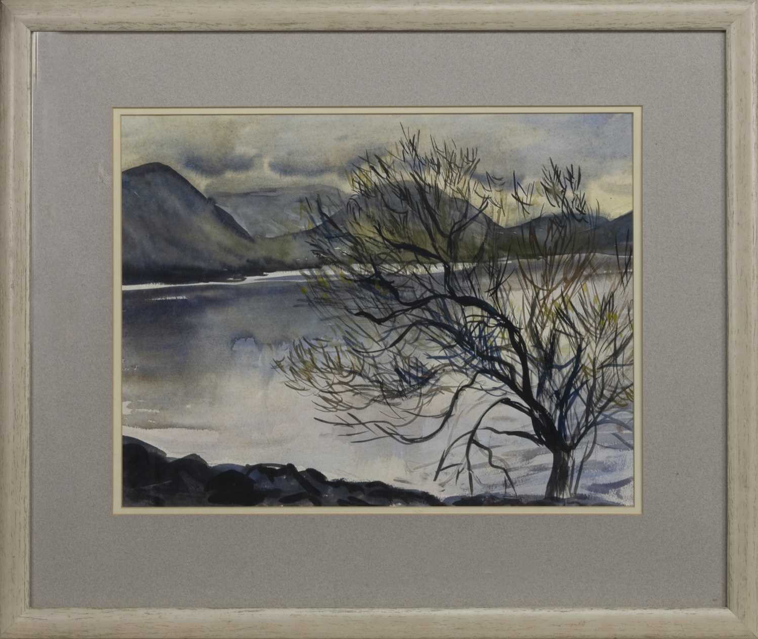 Lot 558 - BLUE WATER, MULL, A WATERCOLOUR BY ANNETTE STEPHEN