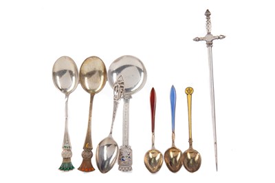 Lot 556 - A PAIR OF NORWEGIAN SILVER AND ENAMELLED THISTLE SPOONS