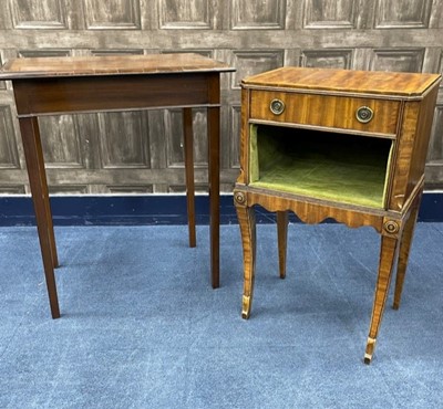 Lot 339 - A MAHOGANY OCCASIONAL TABLE AND A SIDE CABINET