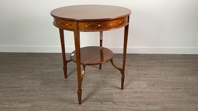Lot 845 - AN EDWARDIAN INLAID MAHOGANY CIRCULAR TWO TIER OCCASIONAL TABLE
